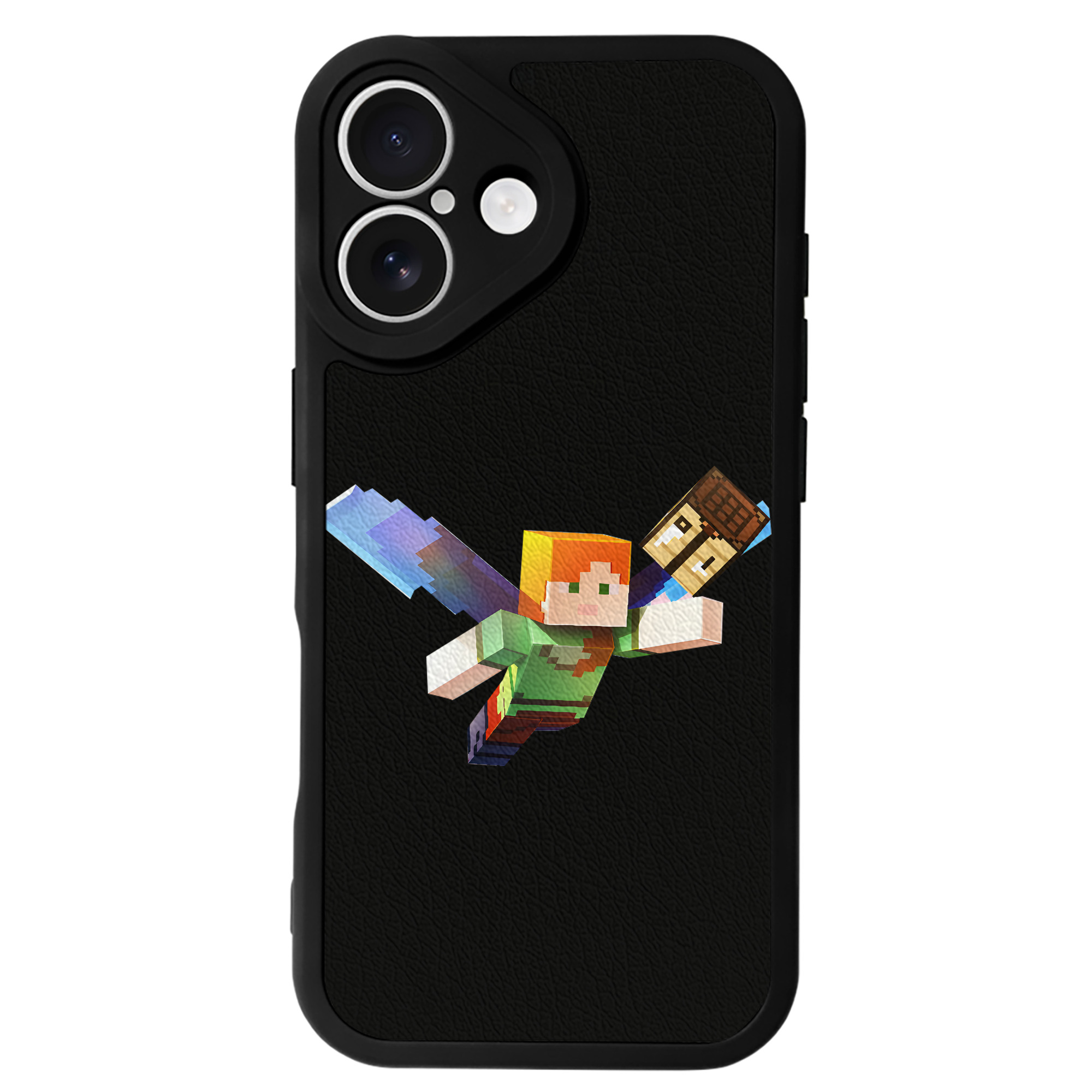 （画像用） マインクラフト ブロックの世界 Minecraft MC Block world 【iPhone 16シリーズ対応】シリコンスマホケース（レザー調） 材質：シリコン